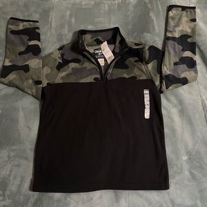 NWT Oshkosh Camo/Black Quarter-Zip Microfleece Pullover Size 12 Boys